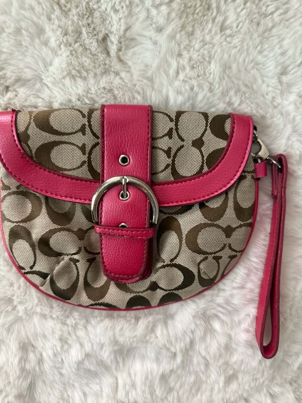 Coach Signature Soho Buckle Wristlet Pouch